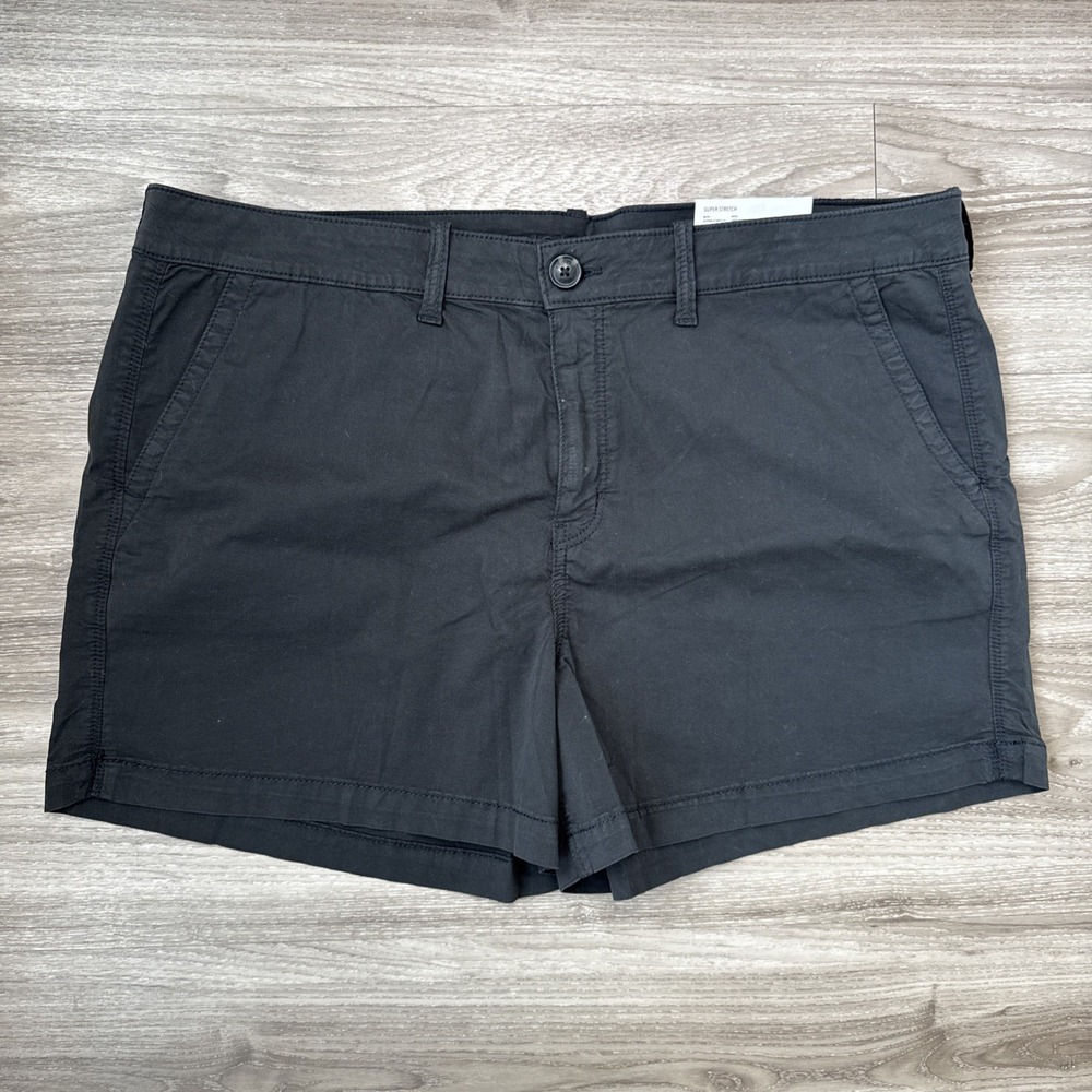 American Eagle Chino Shorts Womens 20 Black 4" Super Stretch High Rise 35W NWT